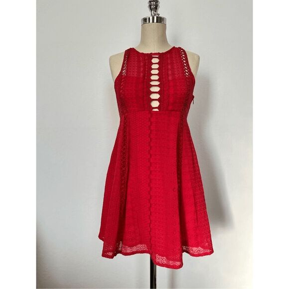Free People Women’s 2 Wherever You Go Red Lace Dress - Picture 6 of 12